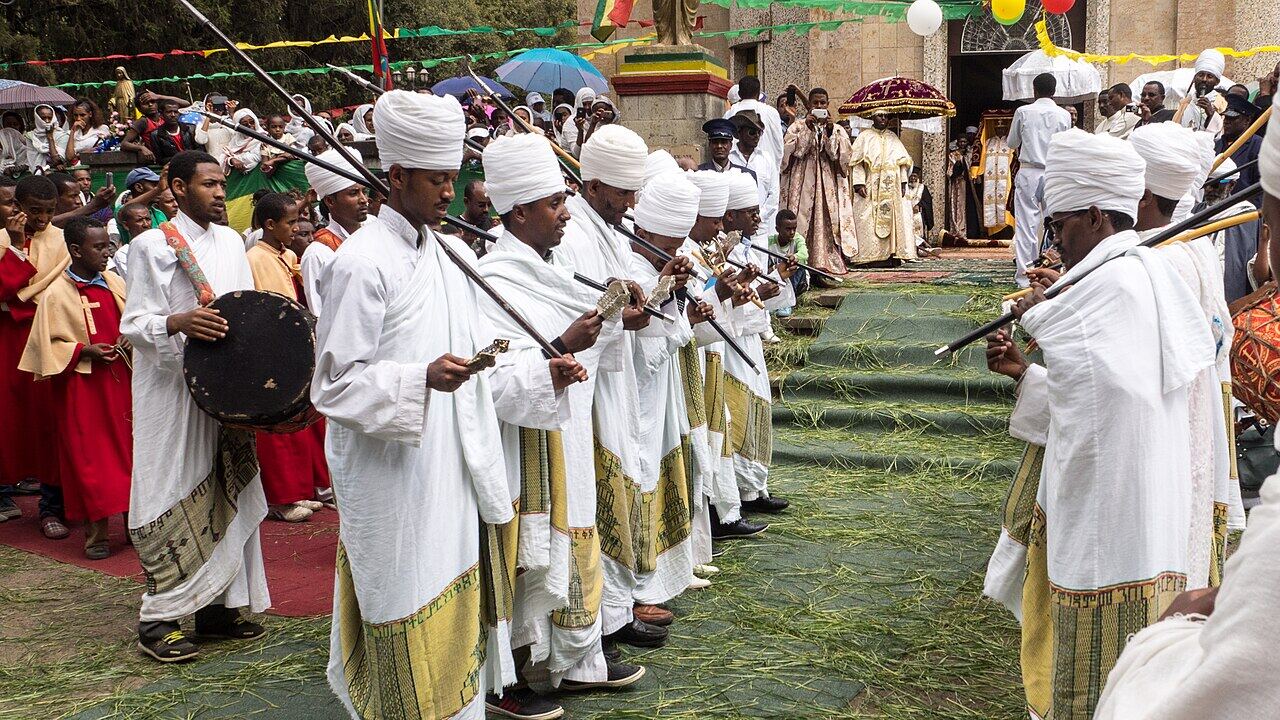 Priests dancing for Timkat
