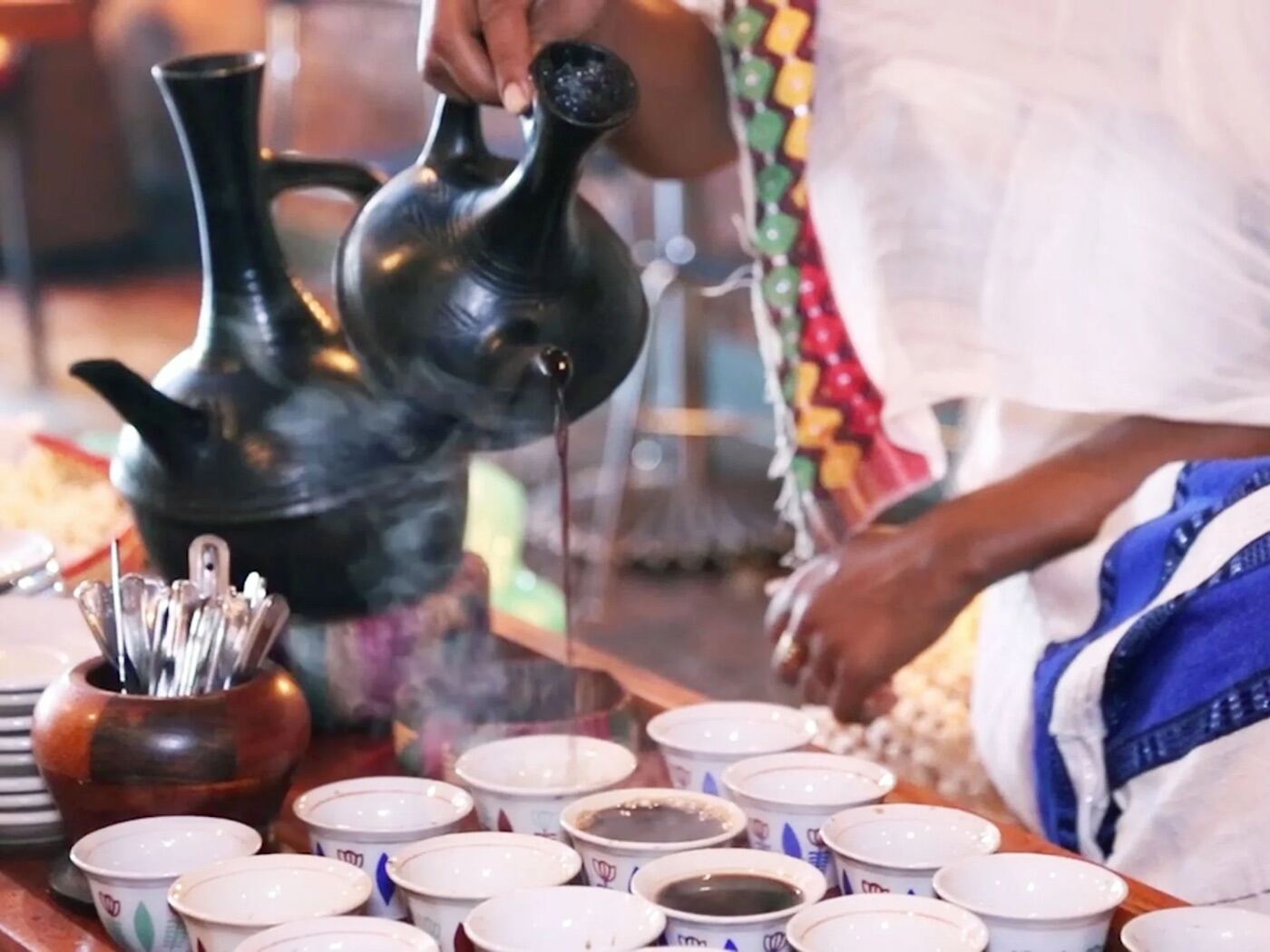 An Ethiopian coffee ceremony