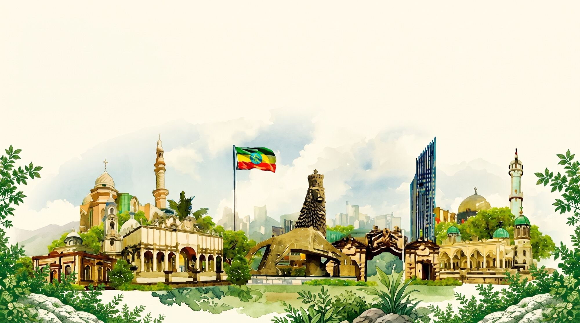 Illustration of Addis Ababa landmarks