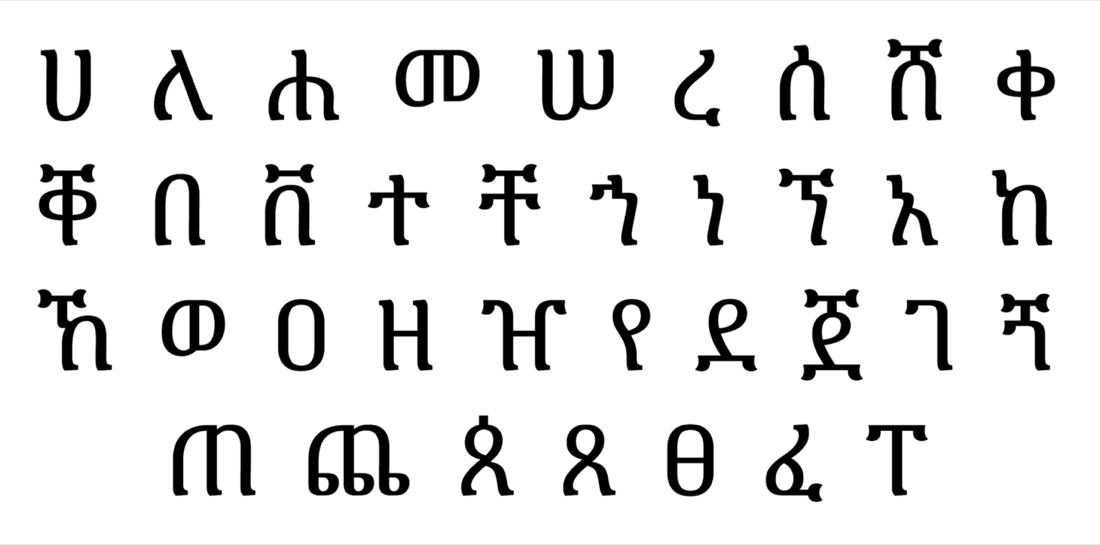 The base letters of the Ge'ez script (fidel)